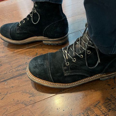 Truman Cap Toe Boot in Black Oiled Rough Out