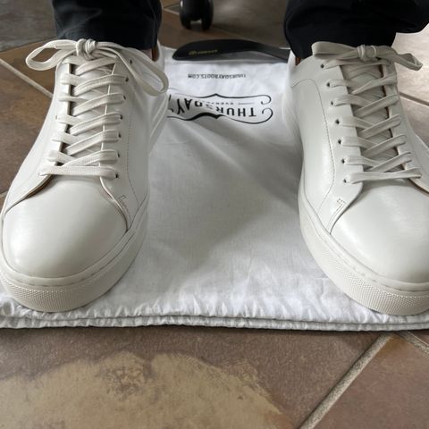 View photo of Thursday Encore White in Whote Italian Napa Leather & Calf Skin Lining