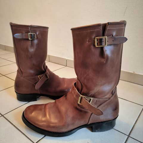 View photo of SKOOB Wander Engineer Boots in Unknown Natural Veg Tan