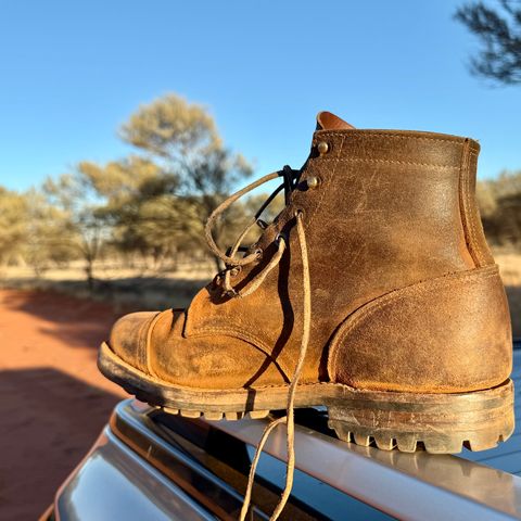 Truman Cap Toe Boot in Horween Dark Olive Waxed Flesh