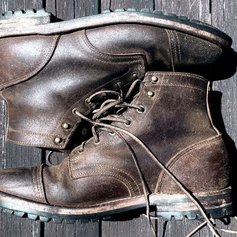 Truman Cap Toe Boot in Horween Dark Olive Waxed Flesh