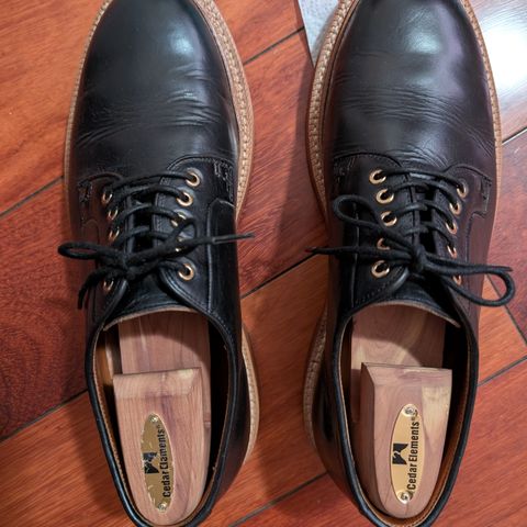 Grant Stone Plain Toe Blucher in Horween Black Chromexcel