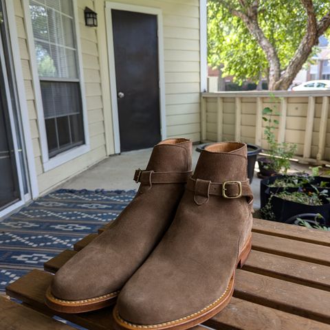 View photo of Viberg Jodhpur in Bison Janus Calf Suede CF Stead