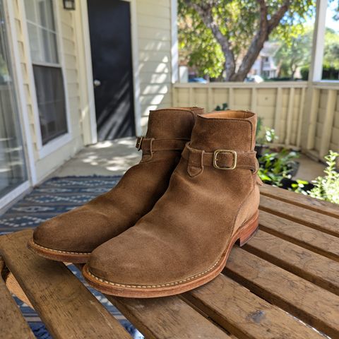 View photo of Viberg Jodhpur in Bison Janus Calf Suede CF Stead