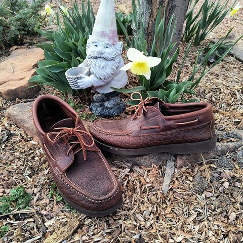 View photo of Russell Moccasin Co. Unknown Model in Law Tanning Cognac Big Horn Shrunken Bison