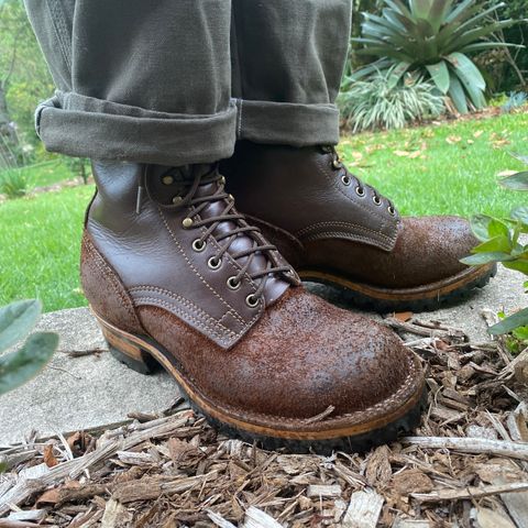 Drew's 8-Inch Logger in Brown Roughout & Brown Smooth