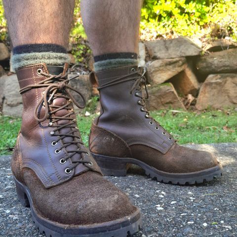 Drew's 8-Inch Logger in Brown Roughout & Brown Smooth