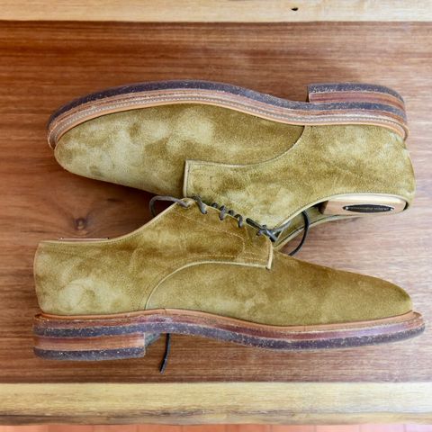 Viberg Rockland Blucher in C.F. Stead Tobacco Janus Calf Suede