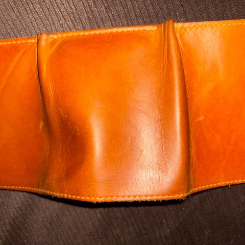 Rodos Leather Crafts Camel Full Grain Leather Trifold Wallet in Tochigi Oil Vachetta #1 Light Brown