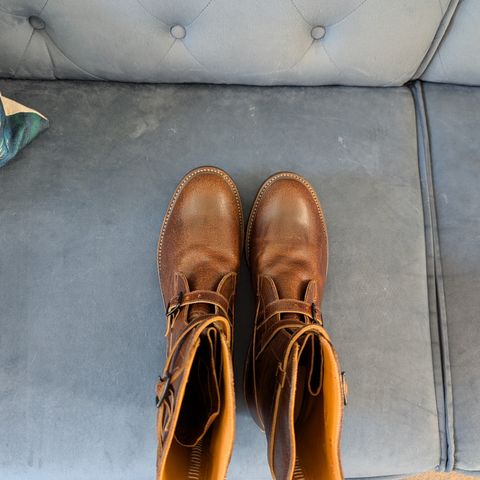 Eastman Leather Tanker Boots in Horween Havana Burnished Roughout