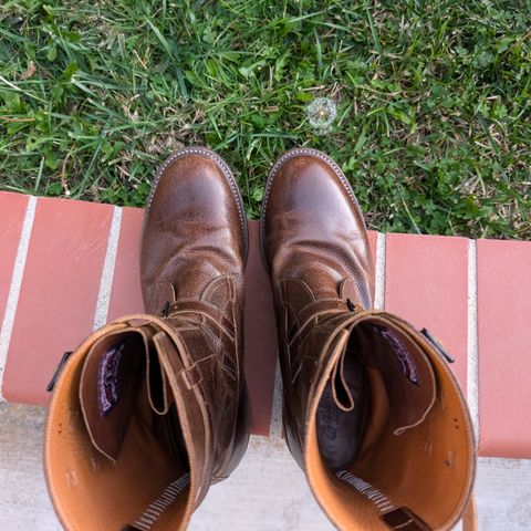 Eastman Leather Tanker Boots in Horween Havana Burnished Roughout