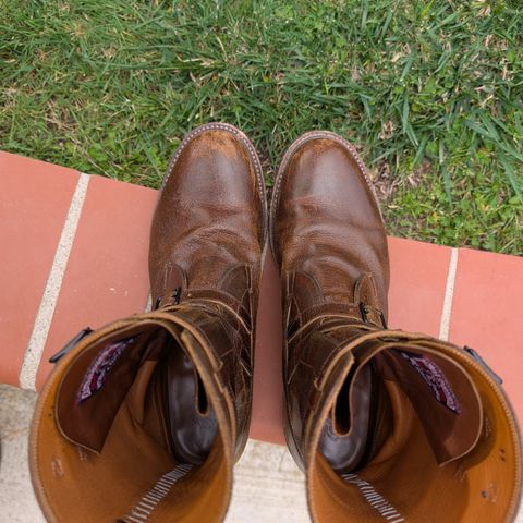 Eastman Leather Tanker Boots in Horween Havana Burnished Roughout