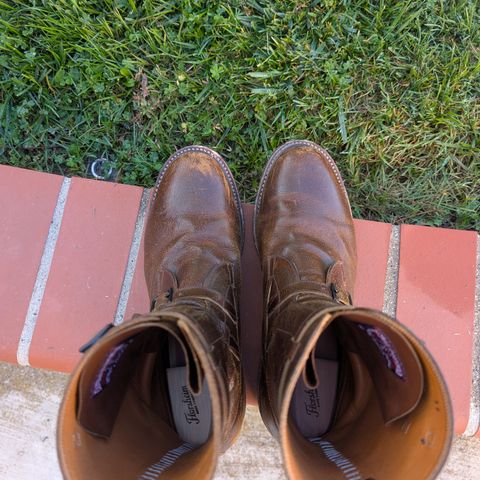 Eastman Leather Tanker Boots in Horween Havana Burnished Roughout