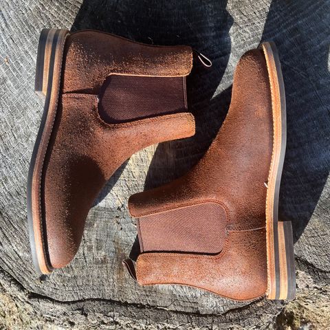 Grant Stone Chelsea Boot in C.F. Stead Dark Oak Roughout
