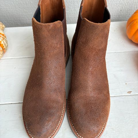 View photo of Grant Stone Chelsea Boot in C.F. Stead Dark Oak Roughout