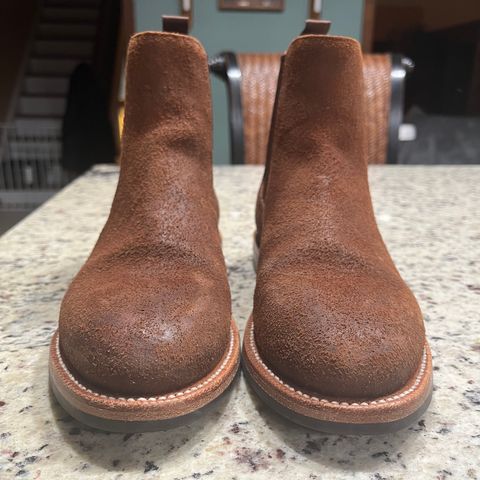 View photo of Grant Stone Chelsea Boot in C.F. Stead Dark Oak Roughout