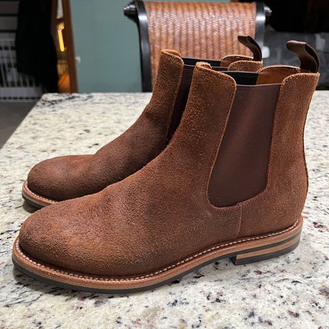 View photo of Grant Stone Chelsea Boot in C.F. Stead Dark Oak Roughout