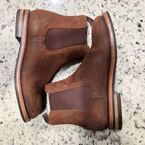 View photo of Grant Stone Chelsea Boot in C.F. Stead Dark Oak Roughout