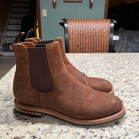 View photo of Grant Stone Chelsea Boot in C.F. Stead Dark Oak Roughout