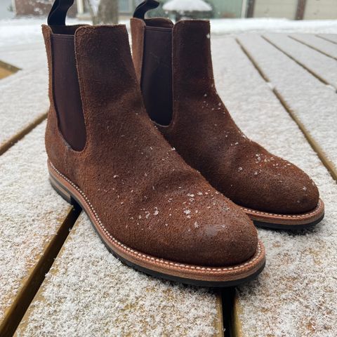 View photo of Grant Stone Chelsea Boot in C.F. Stead Dark Oak Roughout