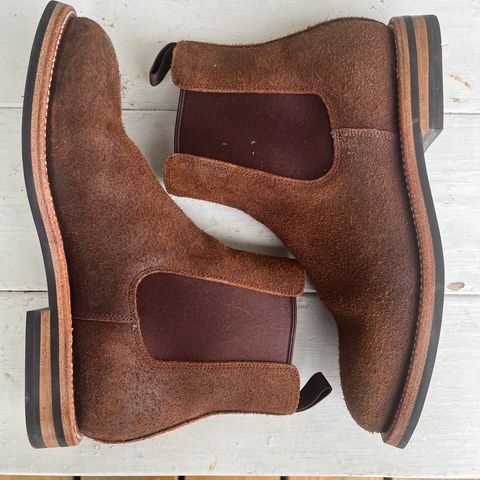 View photo of Grant Stone Chelsea Boot in C.F. Stead Dark Oak Roughout