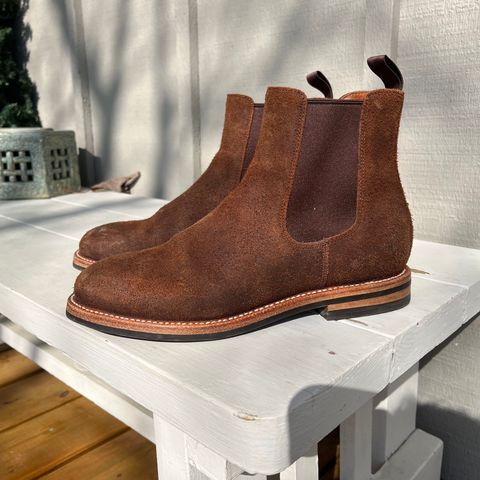 View photo of Grant Stone Chelsea Boot in C.F. Stead Dark Oak Roughout