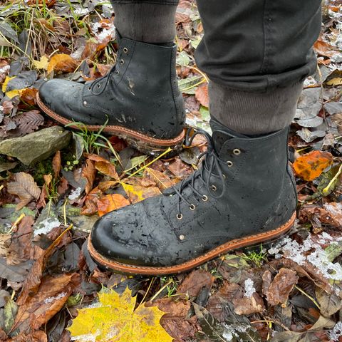 View photo of Urban Shepherd Scout Charcoal in Waxed Portugese Calfskin