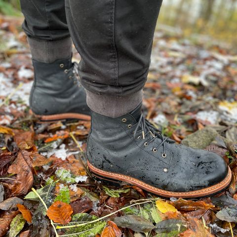 View photo of Urban Shepherd Scout Charcoal in Waxed Portugese Calfskin