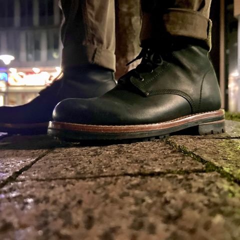 View photo of Urban Shepherd Scout Charcoal in Waxed Portugese Calfskin