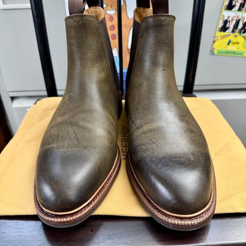 Meermin Chelsea Boot in C.F. Stead Caper Green Waxy Kudu
