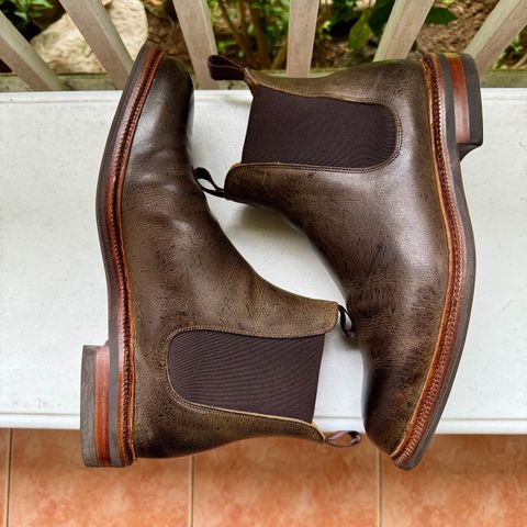 Meermin Chelsea Boot in C.F. Stead Caper Green Waxy Kudu