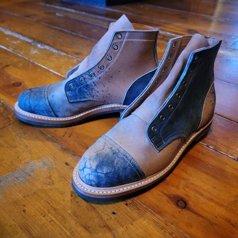 Truman Cap Toe Boot in Guidi Navy Reverse Horsebutt