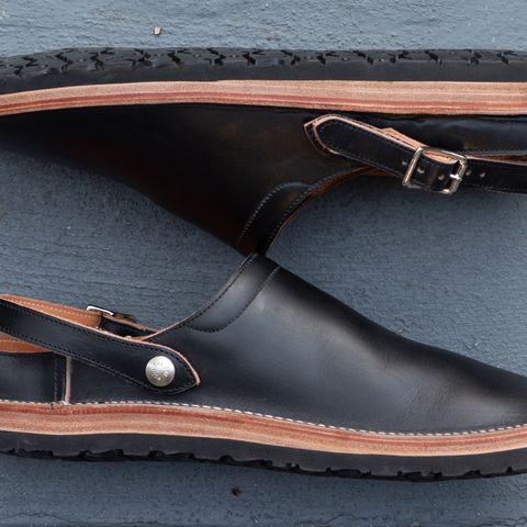 Zerrows Sabot Sandal in Horween Black Latigo