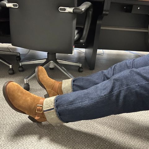 RRL Engineer Boots in Brown Roughout Suede