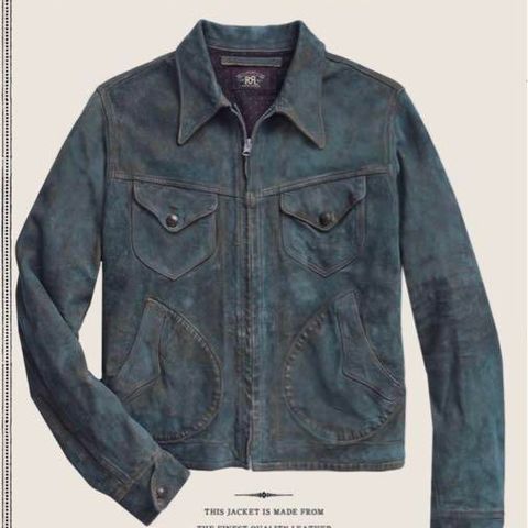 RRL Indigo Dyed Sheepskin Leather Jacket in Sheep Skin