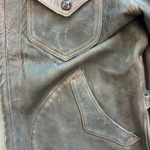 RRL Indigo Dyed Sheepskin Leather Jacket in Sheep Skin