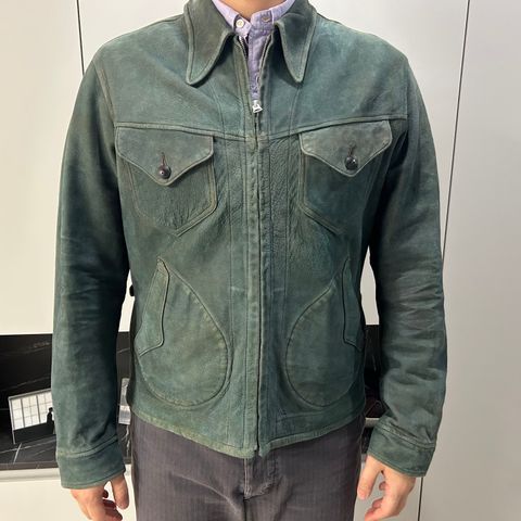 RRL Indigo Dyed Sheepskin Leather Jacket in Sheep Skin