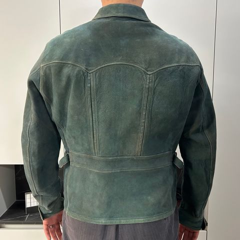 RRL Indigo Dyed Sheepskin Leather Jacket in Sheep Skin
