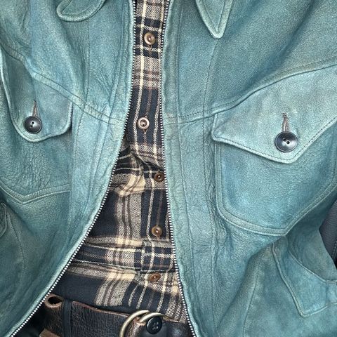RRL Indigo Dyed Sheepskin Leather Jacket in Sheep Skin