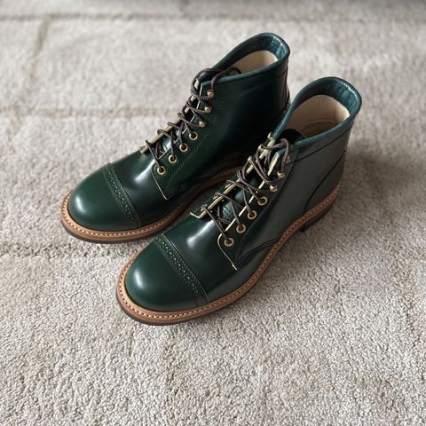 John Lofgren Combat Boots in John Lofgren / Coated Dark Green Shinki Hikaku Shell Cordovan