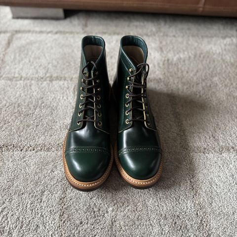 John Lofgren Combat Boots in John Lofgren / Coated Dark Green Shinki Hikaku Shell Cordovan
