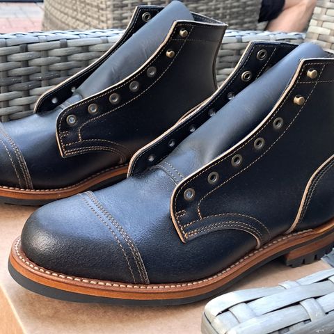 Truman Cap Toe Boot in Horween Black Waxed Flesh