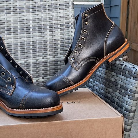 Truman Cap Toe Boot in Horween Black Waxed Flesh