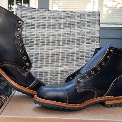 Truman Cap Toe Boot in Horween Black Waxed Flesh