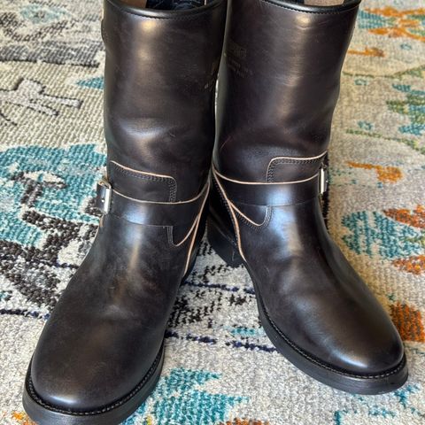 Addict Boots AB-01 Engineer Boots in Black Dye-Finished Horsehide