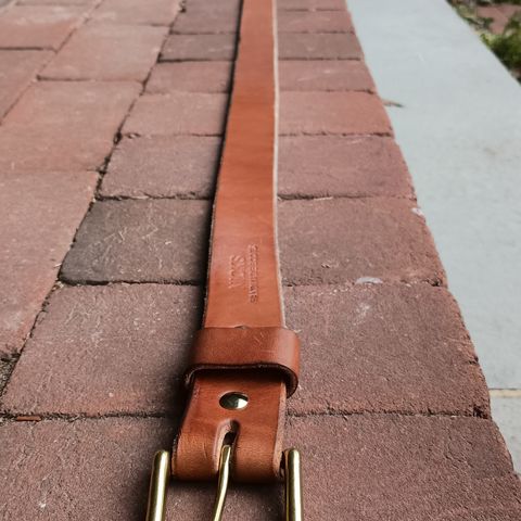 Nicks Heavy Duty Leather Work Belt in Wickett & Craig Buck Brown Traditional Harness