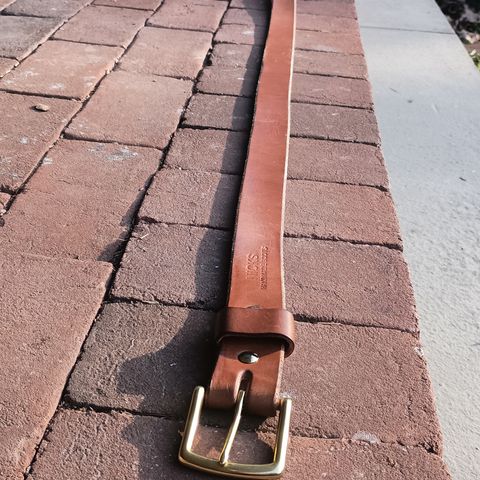 Nicks Heavy Duty Leather Work Belt in Wickett & Craig Buck Brown Traditional Harness