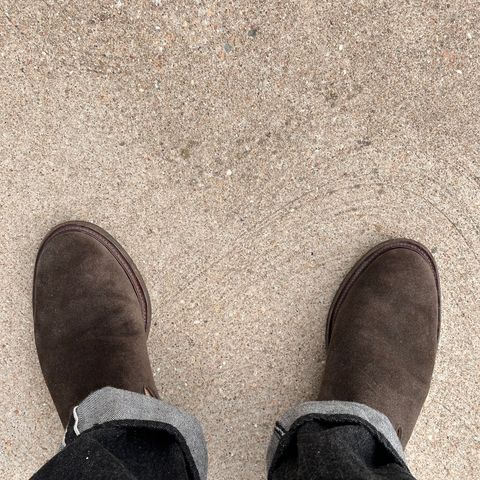 Viberg Slipper in C.F. Stead Loden Janus Calf Suede