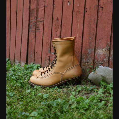 View photo of John Lofgren Donkey Puncher Boots in Badalassi Carlo Vegetable Tanned