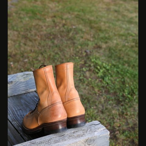 View photo of John Lofgren Donkey Puncher Boots in Badalassi Carlo Vegetable Tanned